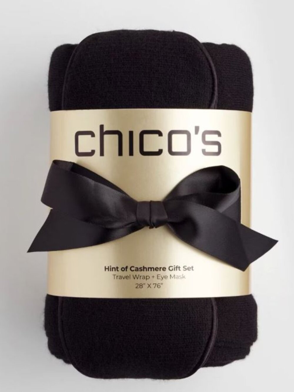 Chico's Black  Travel Wrap & Eye Mask Travel Set
